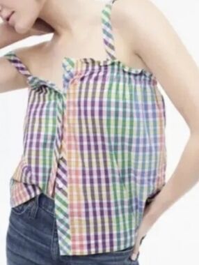 J. Crew Multicolor Plaid Ruffle Top #3498